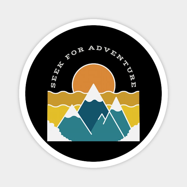 Seek For Adventure Retro Mountains Hiking Outdoor Magnet by Foxxy Merch